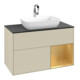 V&B Meuble sous lavabo Finion 100, blanc mat, poignée or mat, gris brillant mat-1