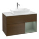 V&B Meuble sous lavabo Finion 100, blanc mat, porte à gauche, avec laque, placage noyer-1