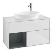 V&B Meuble sous lavabo Finion 100, blanc mat, porte avec laque, blanc mat laqué