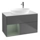 V&B Meuble sous lavabo Finion 100, blanc mat, porte battante avec laque, anthracite mat-1