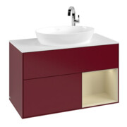 V&B Meuble sous-lavabo Finion 100, blanc mat, porte coulissante, poignée métal-3