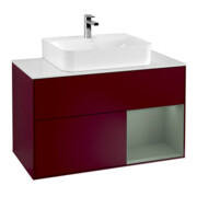 V&B Meuble sous lavabo Finion 100, blanc mat, porte droite, huilé mat, laqué, poignée mat