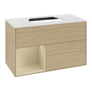 V&B Meuble sous-lavabo Finion 100, blanc mat, porte gauche, laqué, poignée intégrée