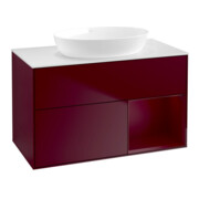 V&B Meuble sous-lavabo Finion 100, blanc mat, porte Peo mat laqué, Peo mat