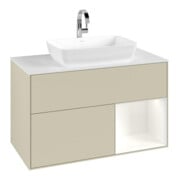 V&B Meuble sous lavabo Finion 100, blanc mat, rangement blanc mat laqué, gris mat laqué-3