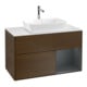 V&B Meuble sous lavabo Finion 100, blanc mat, rangement moyen, laqué, noyer veinée-1
