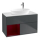 V&B Meuble sous lavabo Finion 100, blanc mat, rangement Peo mat laqué, médium bleu mat laqué-1