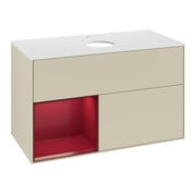 V&B Meuble sous lavabo Finion 100, blanc mat, rangement Personnalisé mat laqué, gris mat laqué