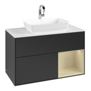 V&B Meuble sous lavabo Finion 100, blanc mat, rangement simple, gris mat laqué, bleu mat laqué