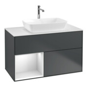 V&B Meuble sous lavabo Finion 100, blanc mat, réglette blanche, mat brillant-1