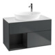 V&B Meuble sous lavabo Finion 100, blanc mat, réglette bleue mate laquée-1