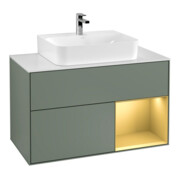V&B Meuble sous lavabo Finion 100, blanc mat, réglette réglable, huile mat laqué
