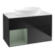 V&B Meuble sous lavabo Finion 100, blanc mat, tablette olivier mat laqué, bleu mat laqué-1