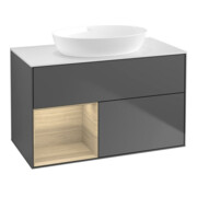 V&B Meuble sous lavabo Finion 100, blanc mat, tiroir, anthracite mat