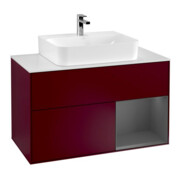 V&B Meuble sous lavabo Finion 100, blanc mat, tiroir anthracite mat, poignée mat