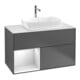 V&B Meuble sous lavabo Finion 100, blanc mat, tiroir blanc mat laqué, anthracite mat-1