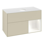 V&B Meuble sous lavabo Finion 100, blanc mat, tiroir blanc mat laqué, gris mat laqué