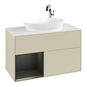 V&B Meuble sous lavabo Finion 100, blanc mat, tiroir bleu mat laqué, poignée gris mat laqué-3