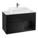 V&B Meuble sous lavabo Finion 100, blanc mat, tiroir droit, bleu mat laqué-1