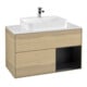 V&B Meuble sous lavabo Finion 100, blanc mat, tiroir droit bleu mat, poignée ven-1