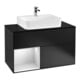 V&B Meuble sous lavabo Finion 100, Blanc mat, tiroir gauche, blanc mat laqué, bleu mat laqué-1