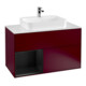 V&B Meuble sous-lavabo Finion 100, blanc mat, tiroir gauche, bleu mat laqué, poignée métal-1