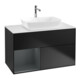 V&B Meuble sous-lavabo Finion 100, blanc mat, tiroir médian mat, façade bleue mat-1