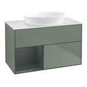 V&B Meuble sous-lavabo Finion 100, blanc mat, tiroir médium laqué, poignée laquée