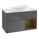 V&B Meuble sous lavabo Finion 100, blanc mat, tiroir noyer verni, anthracite mat-1