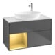 V&B Meuble sous lavabo Finion 100, blanc mat, tiroir or mat, anthracite mat-1