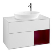 V&B Meuble sous lavabo Finion 100, blanc mat, tiroir Peo mat laqué, blanc mat laqué