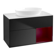 V&B Meuble sous lavabo Finion 100, blanc mat, tiroir Peo mat laqué, bleu mat laqué