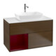 V&B Meuble sous lavabo Finion 100, blanc mat, tiroir Peo mat laqué, noyer veiné-1