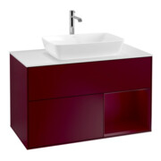 V&B Meuble sous-lavabo Finion 100, blanc mat, tiroir Peo mat laqué, Peo mat