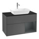 V&B Meuble sous lavabo Finion 100, bleu, 1 porte, laqué, anthracite mat-1