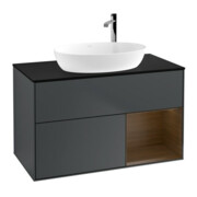 V&B Meuble sous lavabo Finion 100, bleu, avec tiroirs, avec façade laquée bleu