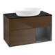 V&B Meuble sous-lavabo Finion 100, bleu clair, 1 porte, laqué, chêne sauvage-1