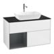 V&B Meuble sous lavabo Finion 100, bleu clair, 1 porte médiane, laqué blanc brillant-1