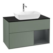 V&B Meuble sous lavabo Finion 100, bleu clair, étagère médiane laquée, huile laquée