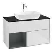 V&B Meuble sous lavabo Finion 100, bleu clair mat, étagère médium mat laqué, blanc mat laqué-1