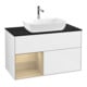 V&B Meuble sous lavabo Finion 100, bleu clair, porte battante, blanc brillant, laqué-1