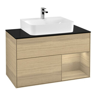 V&B Meuble sous-lavabo Finion 100, bleu clair, porte droite, Oa ven