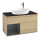 V&B Meuble sous lavabo Finion 100, bleu clair, portes à fermeture douce, chêne naturel-1