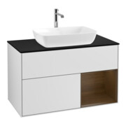 V&B Meuble sous-lavabo Finion 100, bleu clair, rangement, blanc laqué-1