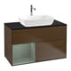 V&B Meuble sous lavabo Finion 100, bleu clair, rangement huile, avec laque, placage noyer-1