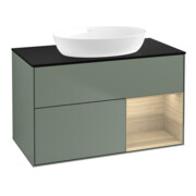V&B Meuble sous lavabo Finion 100, bleu clair, rangement ouvert, huile et laqué