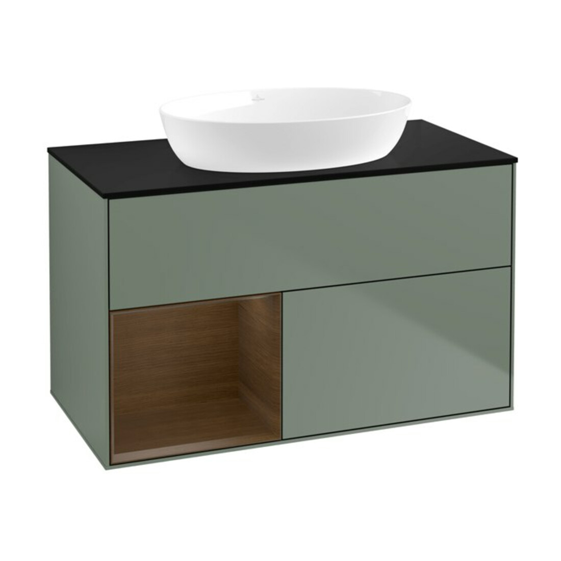 V&B Meuble sous lavabo Finion 100, bleu clair, rangement valet, huile mat laqué