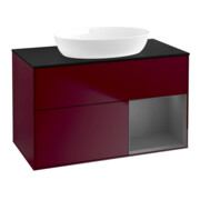 V&B Meuble sous-lavabo Finion 100, bleu clair, tablette anthracite laquée, poignée m