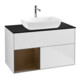 V&B Meuble sous-lavabo Finion 100, bleu clair, tiroir, blanc mat laqué-1
