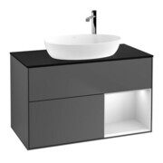 V&B Meuble sous-lavabo Finion 100, bleu, étagère blanche, anthracite